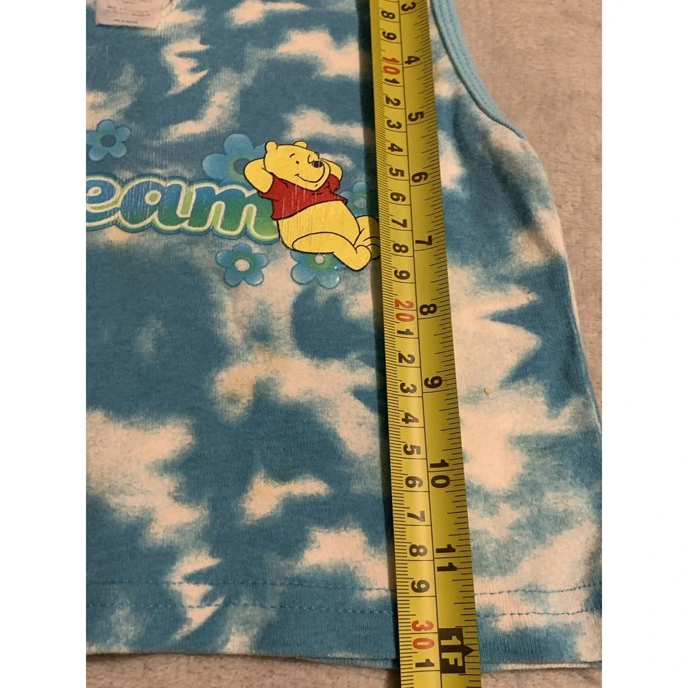 Vintage Y2K Kids Winnie The Pooh Bear Dream Blue Tie Dyed T Shirt Size 4/5